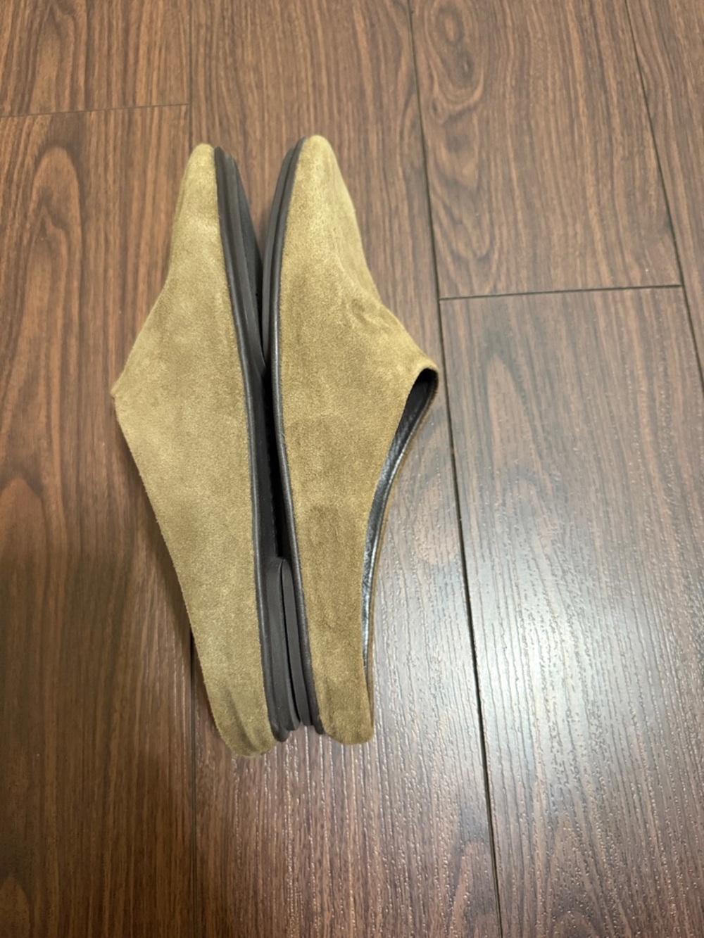 ZARA Brown Suede Mule Flats Slip On Minimalist Leather Slides Size 39 - Picture 6 of 12